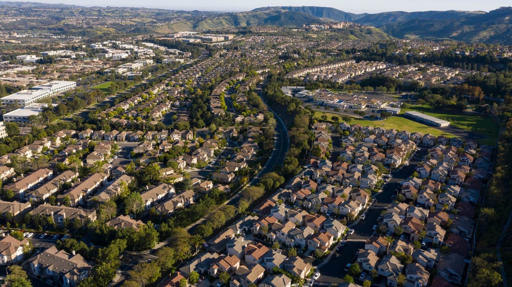 Aerial view of homes for sale in Aliso Viejo, Orange County, California